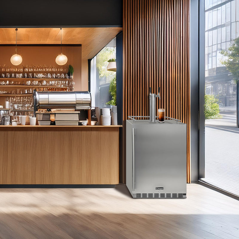 Kegco 24" Wide Outdoor Cold Brew Coffee Single Tap All Stainless Steel Built-In Right Hinge Kegerator