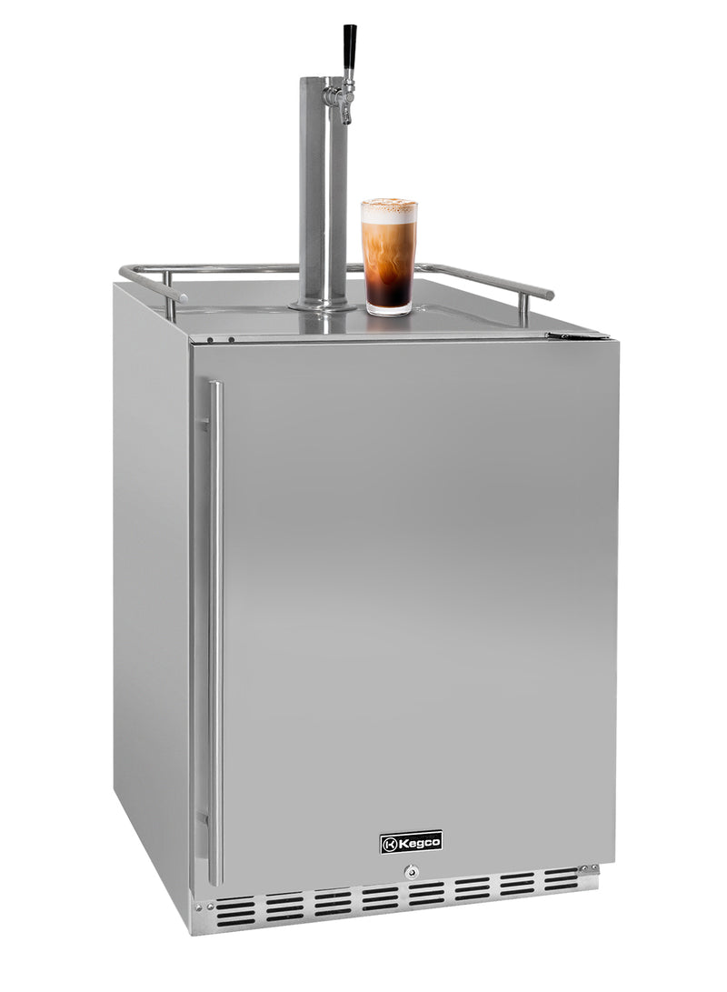 Kegco 24" Wide Outdoor Cold Brew Coffee Single Tap All Stainless Steel Built-In Right Hinge Kegerator