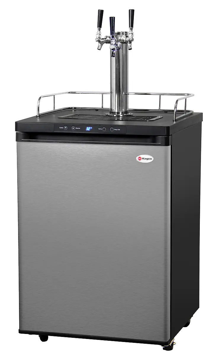 Kegco 24" Wide Cold Brew Coffee Triple Tap Stainless Steel Kegerator