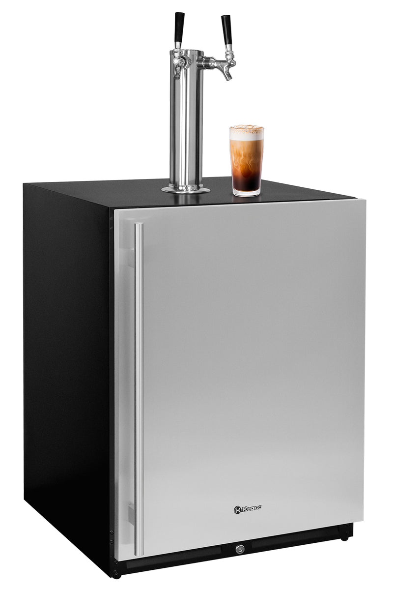 Kegco 24" Wide Dual Tap Stainless Steel Built-In Right Hinge Nitro Coffee Kegerator