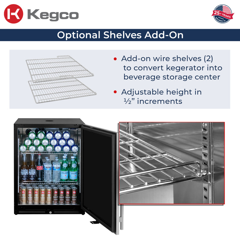 Kegco 24" Wide Dual Tap Stainless Steel Built-In Right Hinge Nitro Coffee Kegerator