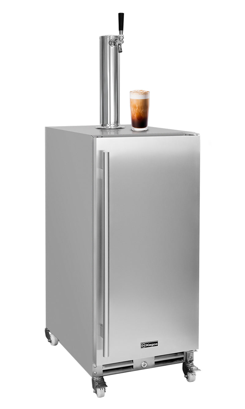Kegco 15" Wide Outdoor Cold Brew Stainless Steel Built-In Right Hinge Kegerator