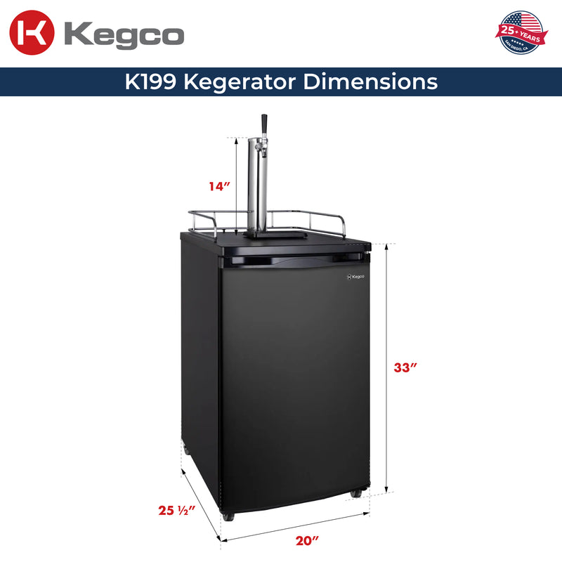 Kegco 20" Wide Single Tap Black Kegerator