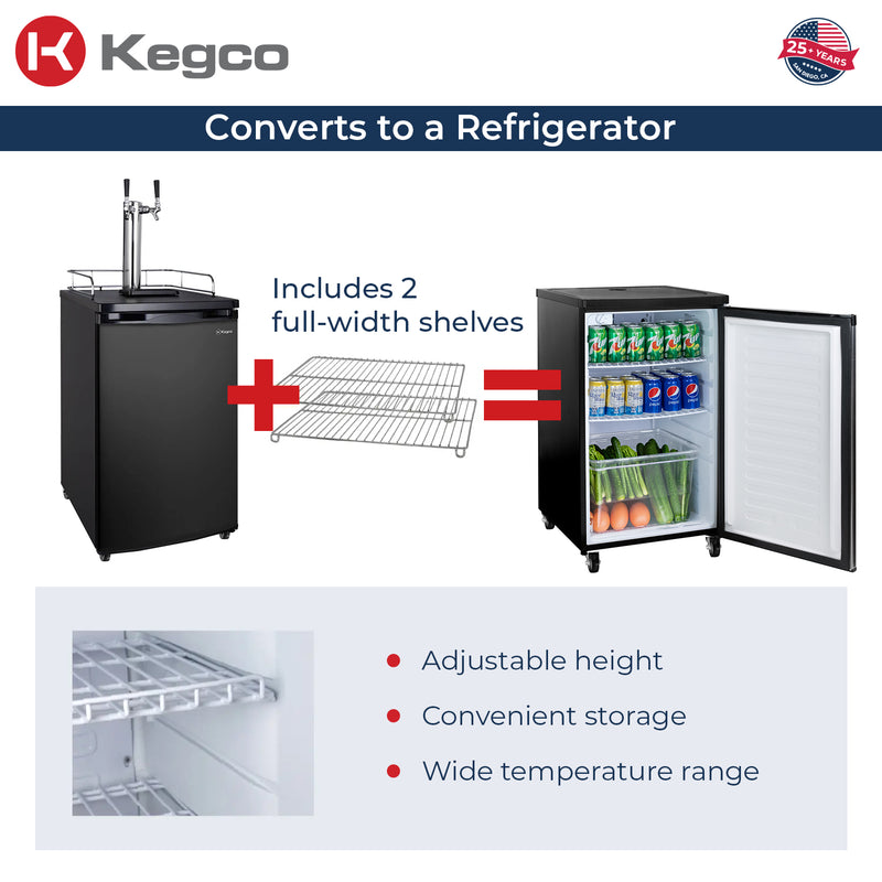 Kegco 20" Wide Dual Tap Black Kegerator