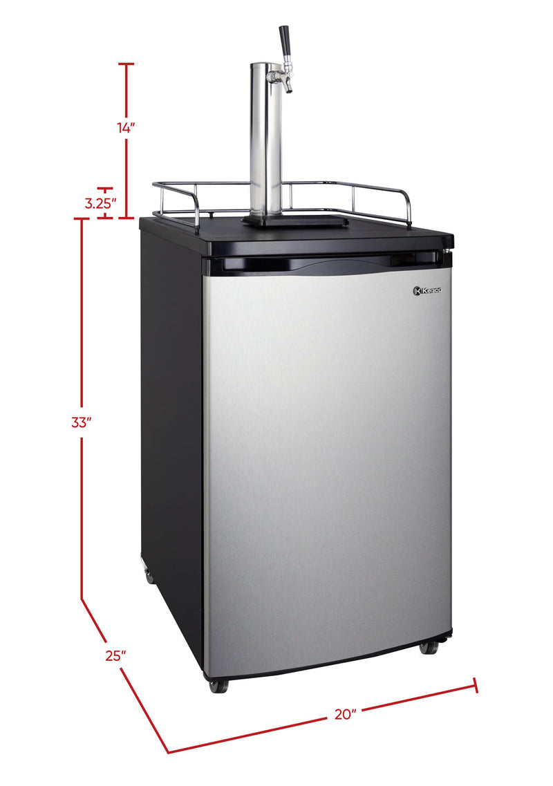 Kegco 20" Wide Homebrew Single Tap Stainless Steel Carbonated Water Kegerator