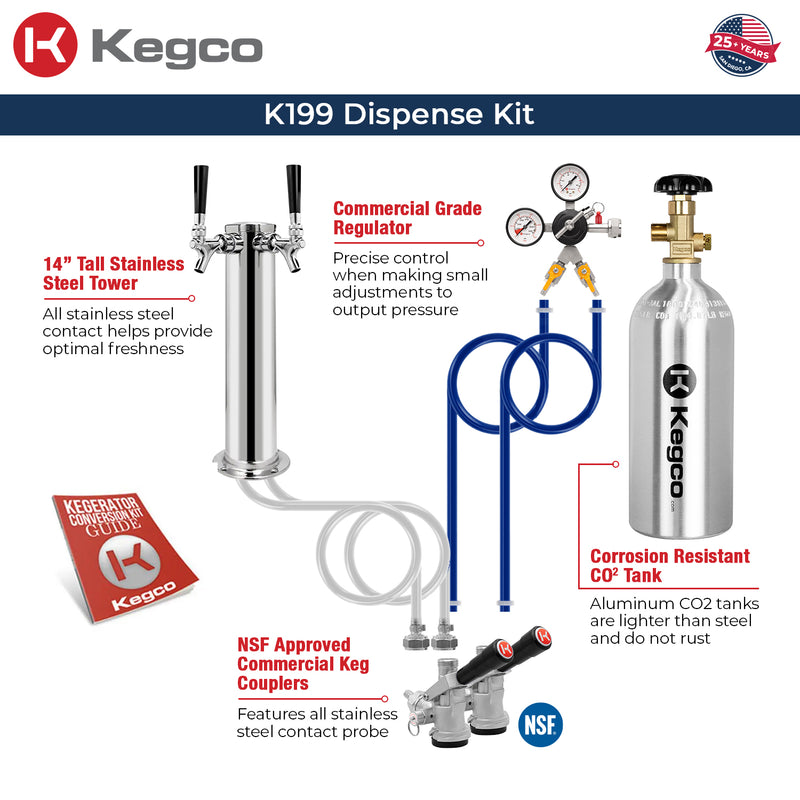 Kegco 20" Wide Dual Tap Stainless Steel Kegerator