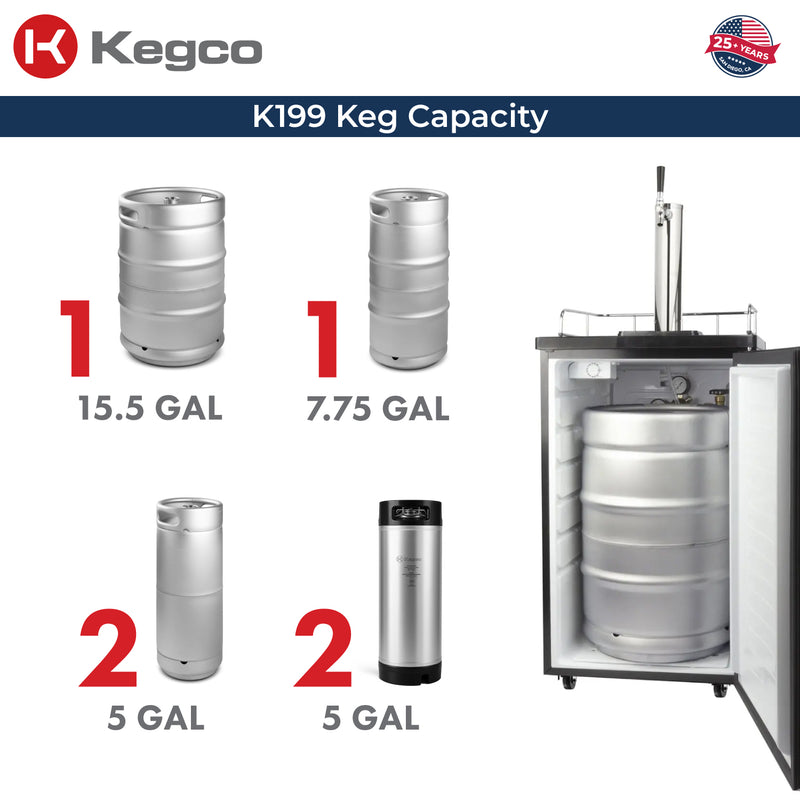 Kegco 20" Wide Dual Tap Stainless Steel Kegerator