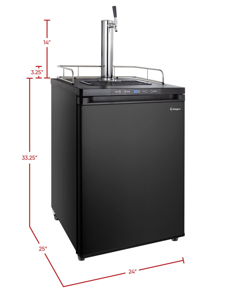 Kegco 24" Wide Single Tap Black Digital Kegerator for German Beers