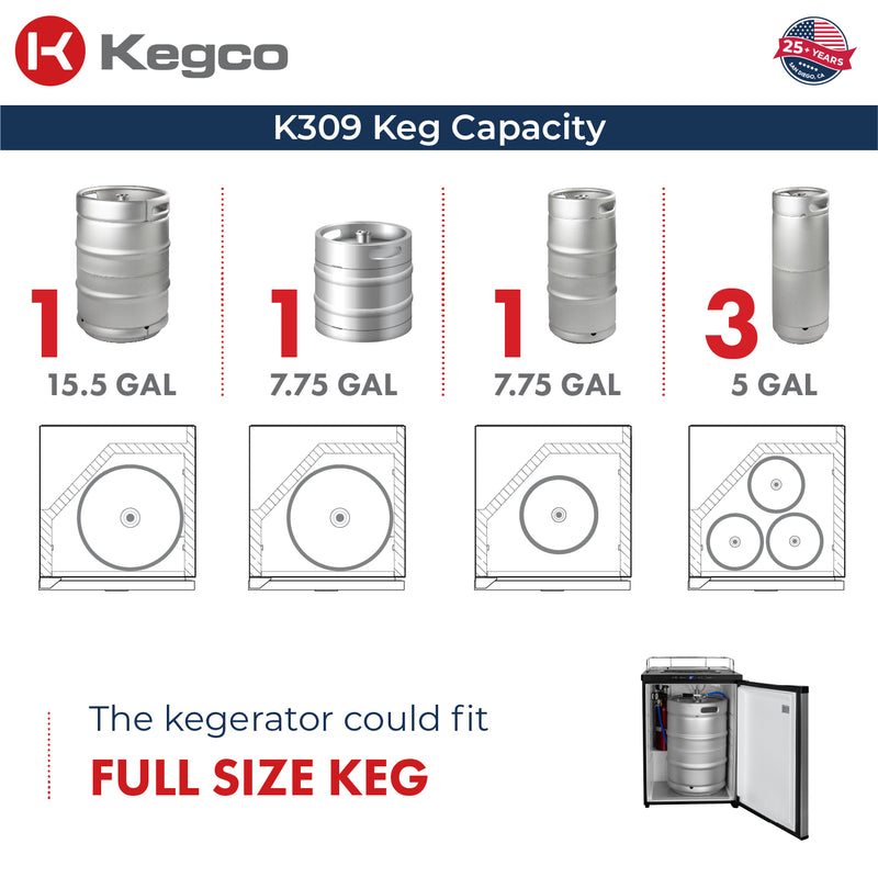 Kegco 24" Wide Dual Tap Stainless Steel Digital Kegerator
