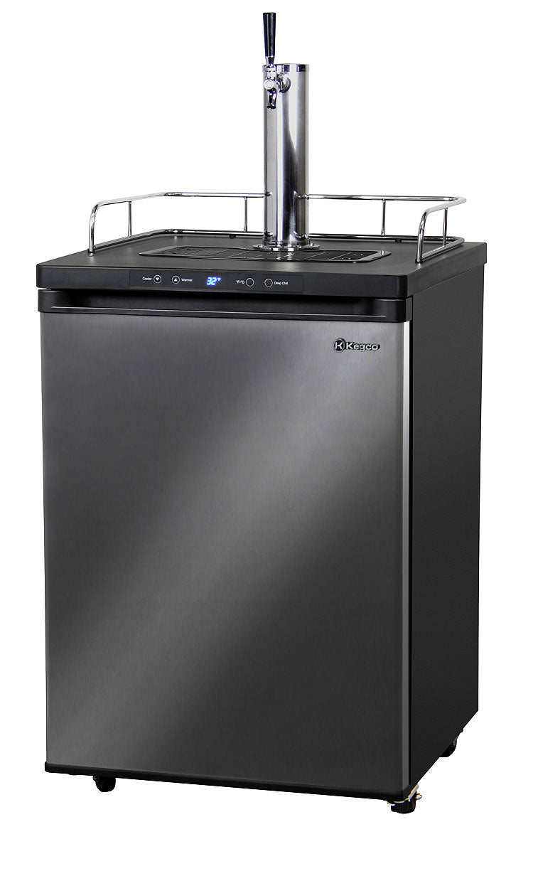 Kegco 24" Wide Single Tap Black Stainless Steel Digital Carbonated Water Kegerator