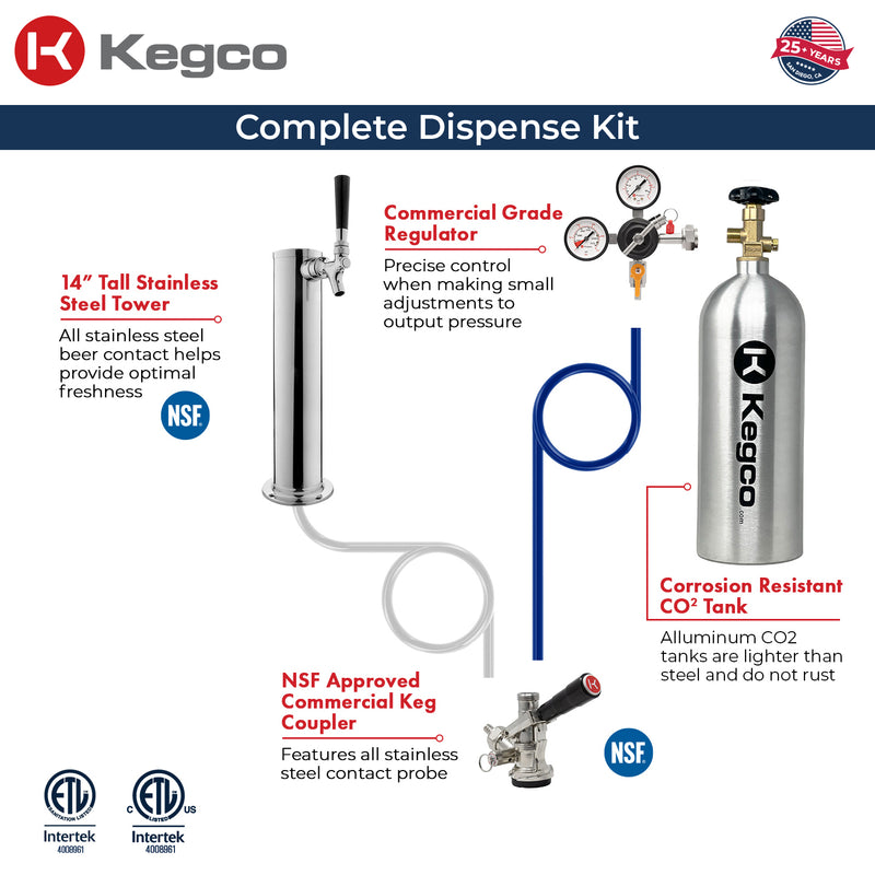 Kegco 24" Wide Single Tap Black Stainless Steel Digital Kegerator