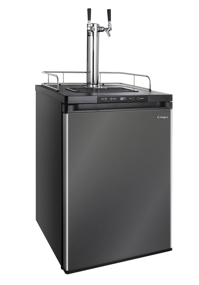 Kegco 24" Wide Dual Tap Black Stainless Steel Digital Kegerator