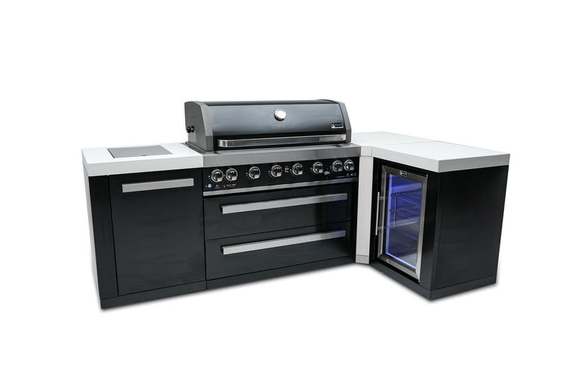 Mont Alpi 805 Black Stainless Steel Island with a 90 Degree Corner and a Fridge Cabinet - Image 3