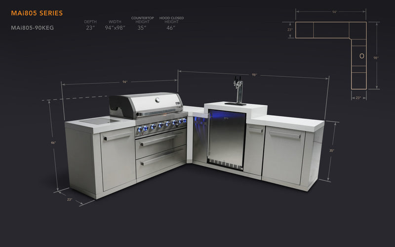 Mont Alpi 805 Island with a 90 Degree Corner and Kegerator - Image 2