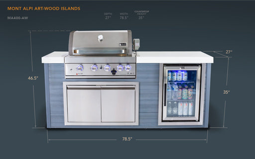 Mont Alpi 4-Burner Stainless Steel Art-wood Outdoor Island Grill - Image 2