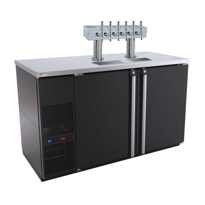 Micro Matic Pro-Line™ | 59-1/2" Wide Beverage Station Kegerator - Black with Dual Temperature Zones and Double Pedestal Tower (MBB58BC-E-A)    - Toronto Brewing