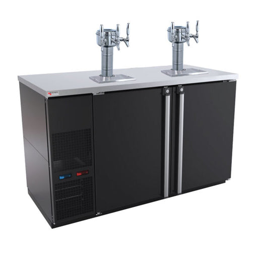 Micro Matic Pro-Line™ | 59-1/2" Wide Beverage Station Kegerator - Black with Dual Temperature Zones and 2 Mini Mushroom Towers (MBB58BC-E-B)    - Toronto Brewing