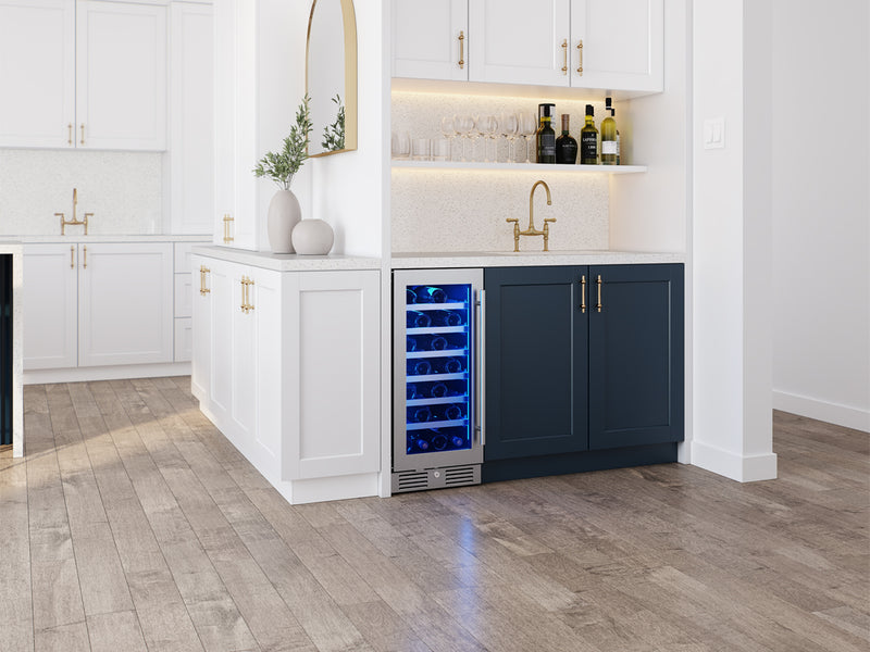 Zephyr PRW15C01CG Wine Cooler - Lifestyle - Angled