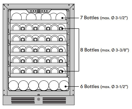 Zephyr PRW24C01CG Wine Cooler - Bottle Capacity