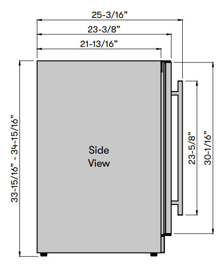 Zephyr PRW24C01CG Wine Cooler - Side View
