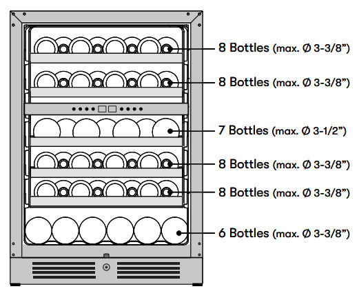 Zephyr PRW24C02CBSG Wine Cooler - Bottle Capacity