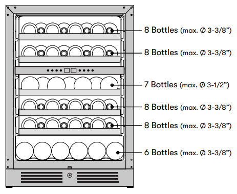 Zephyr PRW24C02CG Wine Cooler - Bottle Capacity