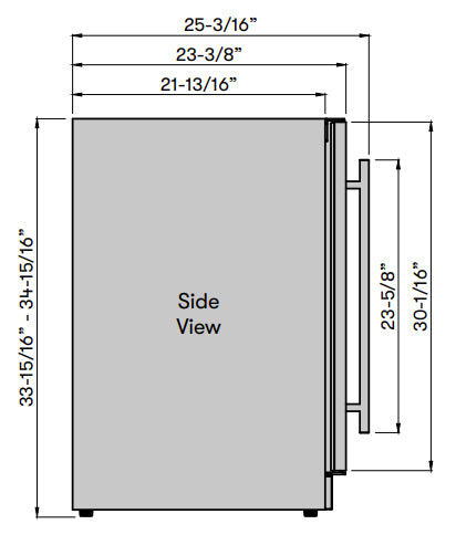 Zephyr PRW24C02CG Wine Cooler - Side View