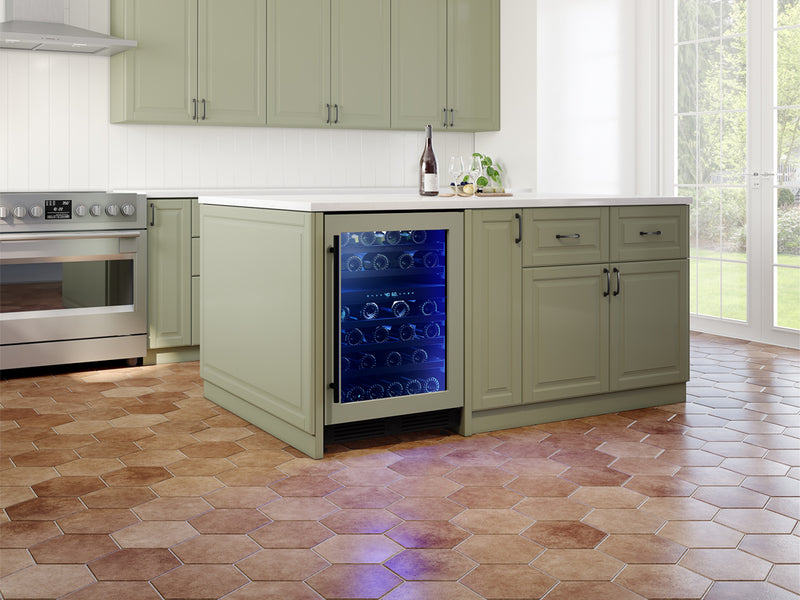 Zephyr PRW24C02CPG Wine Cooler - Angled Lifestyle