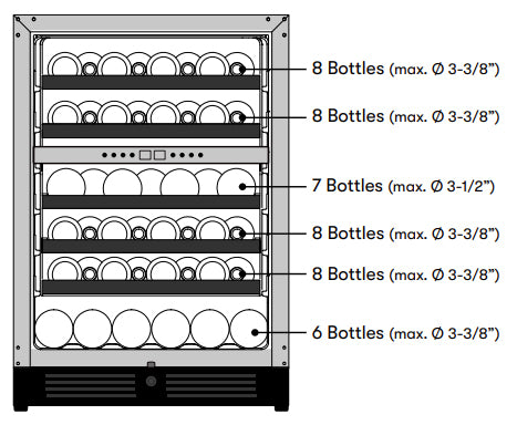 Zephyr PRW24C02CPG Wine Cooler - Bottle Capacity