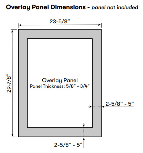 Zephyr PRW24C02CPG Wine Cooler - Overlay Panel Dimensions