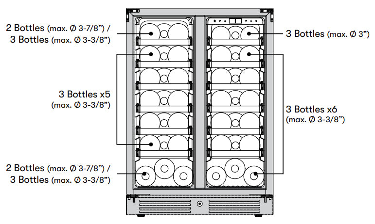 Zephyr PRW24C32CG Wine Cooler - Bottle Capacity