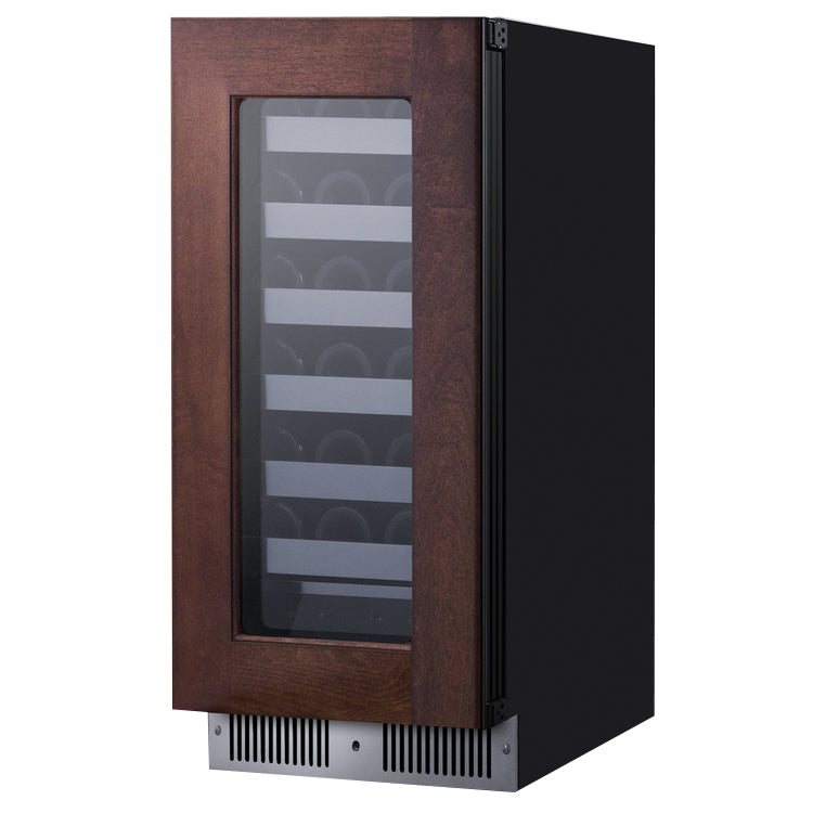 Summit 15" Wide 18 Bottle Single Zone Built-In Panel Ready Right Hinge Wine Cooler