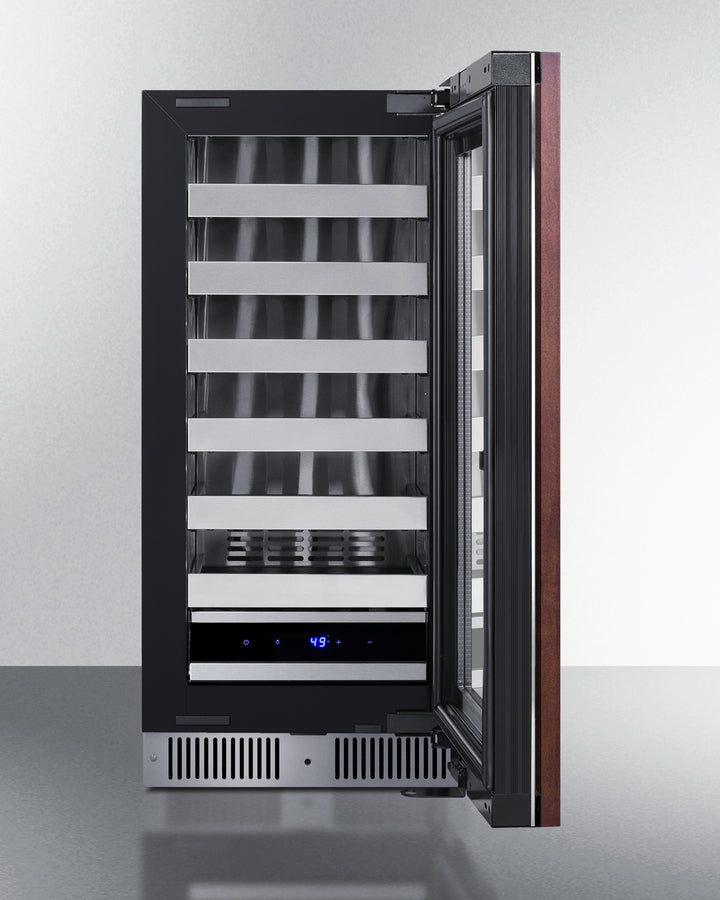 Summit 15" Wide 18 Bottle Single Zone Built-In Panel Ready Right Hinge Wine Cooler