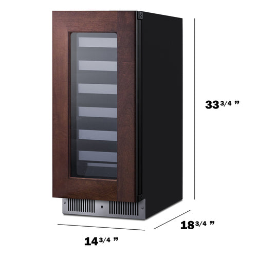 Summit 15" Wide 18 Bottle Single Zone Built-In Panel Ready Right Hinge Wine Cooler
