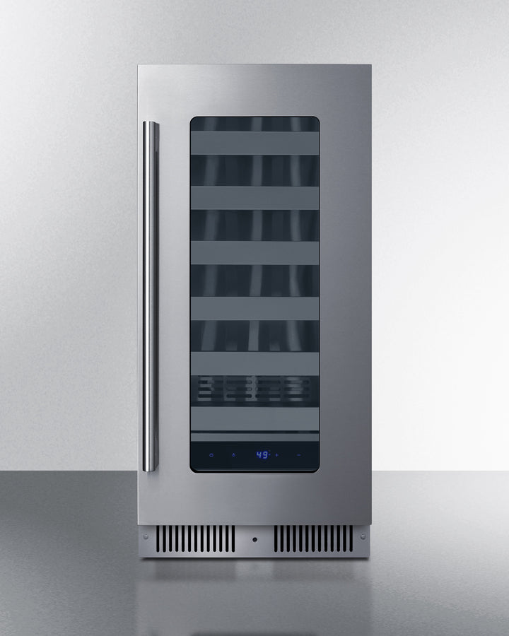 Summit 15" Wide 18 Bottle Single Zone Built-In Right Hinge Wine Cooler