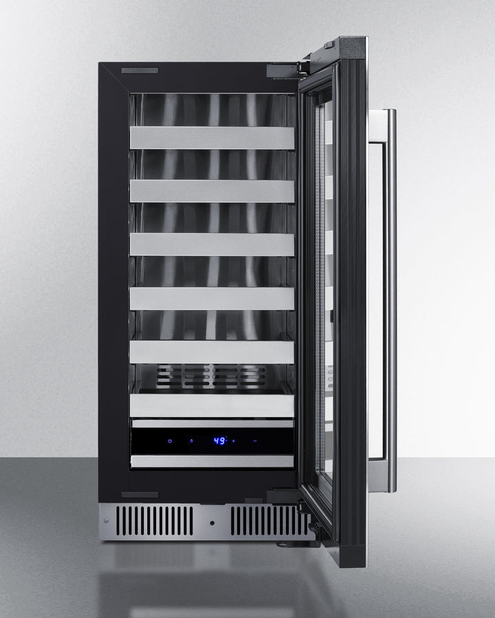 Summit 15" Wide 18 Bottle Single Zone Built-In Right Hinge Wine Cooler