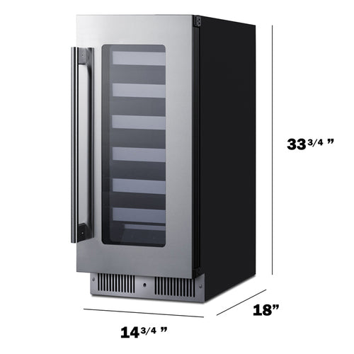 Summit 15" Wide 18 Bottle Single Zone Built-In Right Hinge Wine Cooler