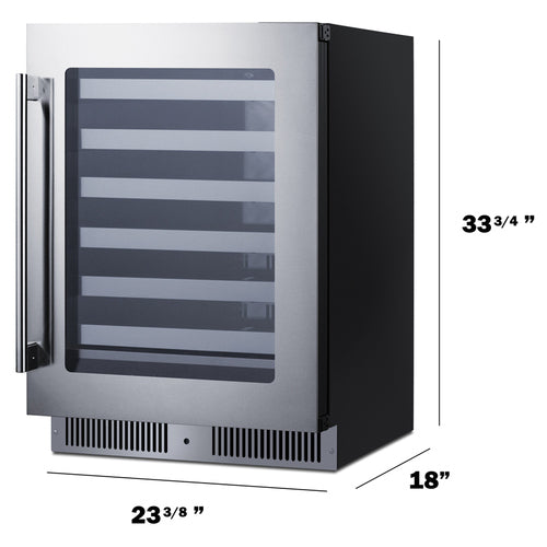 Summit 24" Wide 33 Bottle Single Zone Built-In Right Hinge Wine Cooler