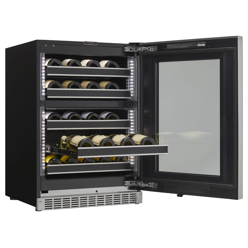 Danby Silhouette Reserve 37 Bottle Dual Zone Built-In Wine Refrigerator with Black Door