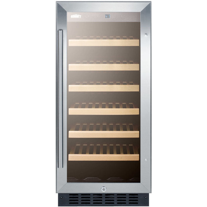 Summit 15" Wide 33 Bottle Single Zone Stainless Steel Built-In Wine Cooler