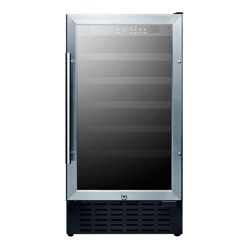 Summit 34 Bottle Single Zone Built-In Wine Refrigerator with Stainless Steel Door