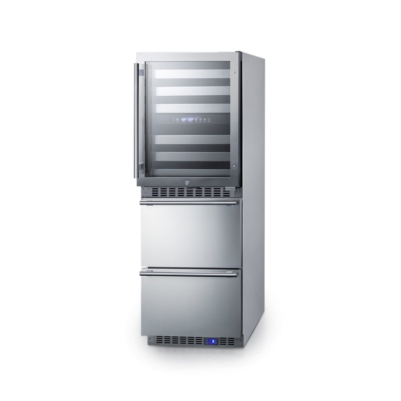 Summit | 24" Wide Combination Dual-Zone Wine Cellar and 2-Drawer All-Freezer (SWCDAF24) Stainless Steel (SWCDAF24)   - Toronto Brewing