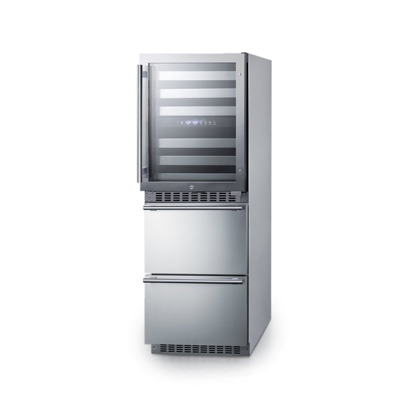 Summit | 24" Wide Combination Dual-Zone Wine Cellar and 2-Drawer Refrigerator-Freezer (SWCDRF24) Stainless Steel (SWCDRF24)   - Toronto Brewing