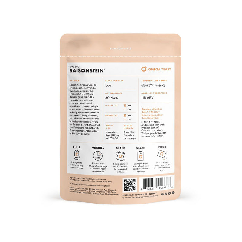 Omega Yeast Labs | OYL-500 - Saisonstein    - Toronto Brewing