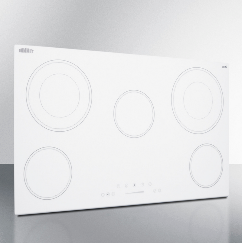 Summit | 36" Wide 208-240V 5-Burner White Radiant Cooktop (CR5B36TXW)    - Toronto Brewing