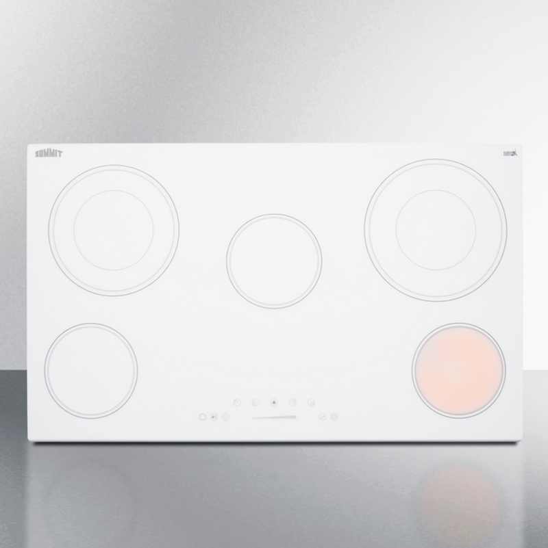Summit | 36" Wide 208-240V 5-Burner White Radiant Cooktop (CR5B36TXW)    - Toronto Brewing