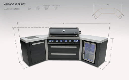 Mont Alpi 805 Black Stainless Steel Island with 45 Degree Corners and a Fridge Cabinet - Image 2