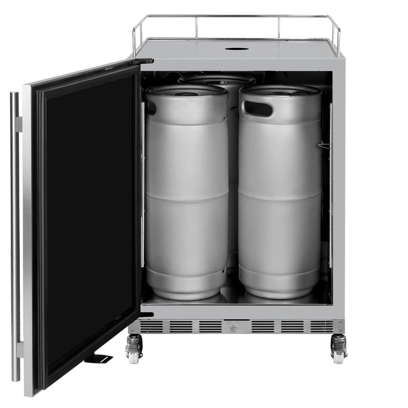 Kegco New 2026 Kegerator 24" Wide Ultimate Outdoor Triple Tap Stainless Steel Left Hinge with X-clusive Dispense Kit