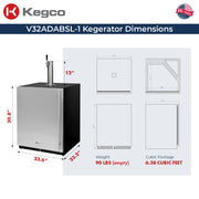 V32ADABSL-1 Kegerator Dimensions