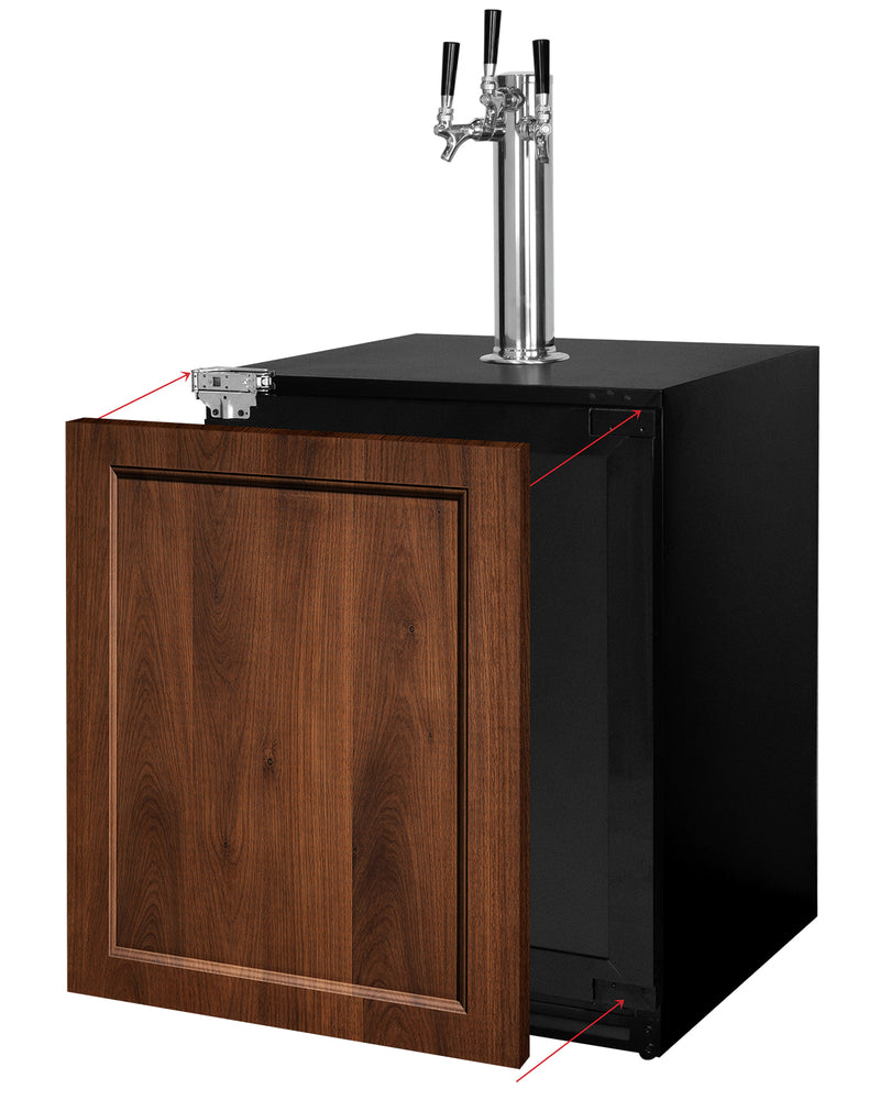 Kegco 24" Wide Triple Tap Panel Ready Overlay Built-In Left Hinge ADA Kegerator